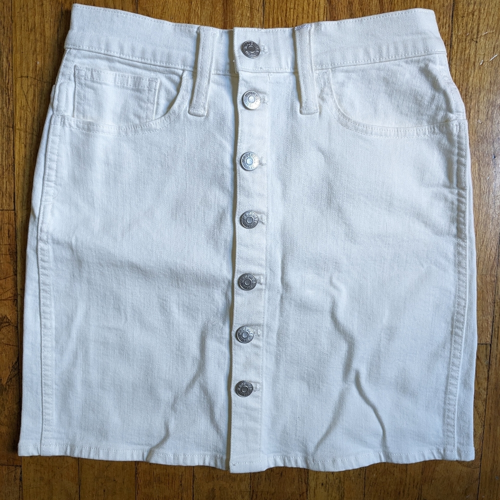 NWT Sz 25 Madewell White Stretch Denim Button Skirt